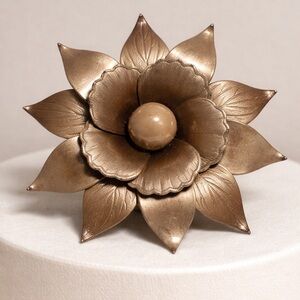 Vintage Gold Tone Floral Brooch Large Statement Flower Pin